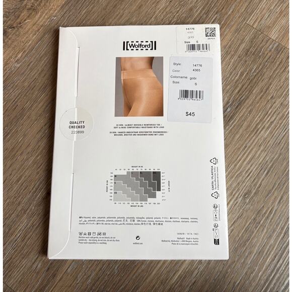 Wolford Satin Touch 20 Tights Shimmering Gobi Extra Wide Waistband NWT Small - Picture 2 of 3